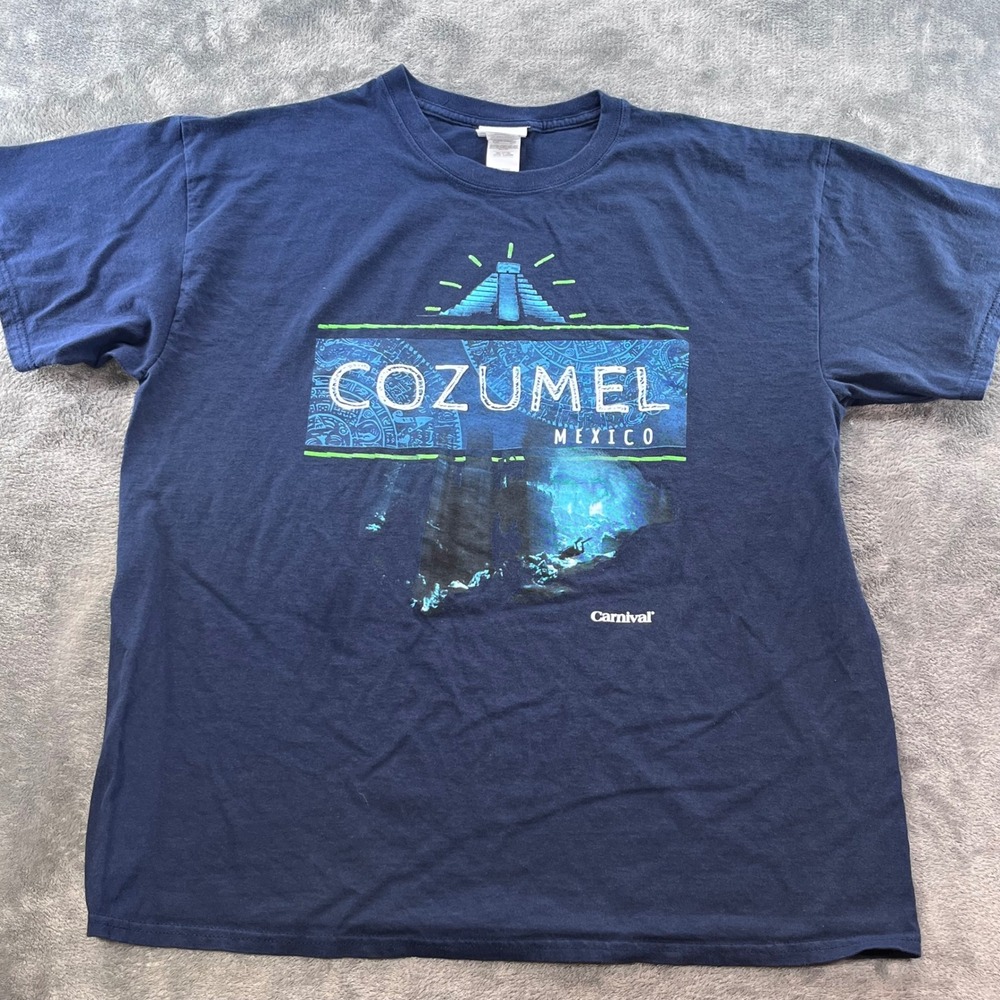 Carnival Cruise Line Cozumel Mexico T-Shirt Mens XL Navy Blue Graphic Souvenir